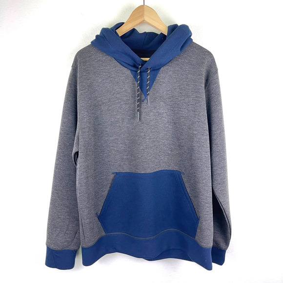 Lucky Brand Breathe Easy Tech Hoodie Grey Navy Blue Colorblock Men's Large - Picture 2 of 10